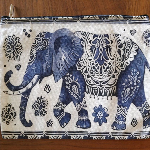 Boho elephant print pouch new