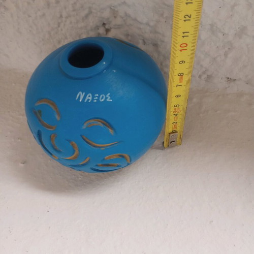 Ceramic vase from Naxos like new, blue with gold details