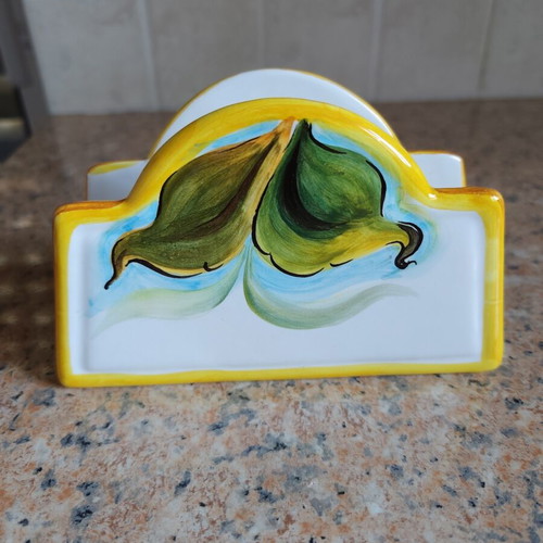 Deruta Italy Maiolica Butter Dish with Lid and Napkin Holder