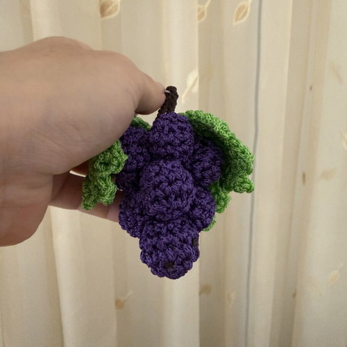 Grape keychain handmade, green and purple