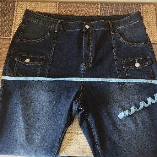 Stretch denim pants plus size XXXL, flawless, blue