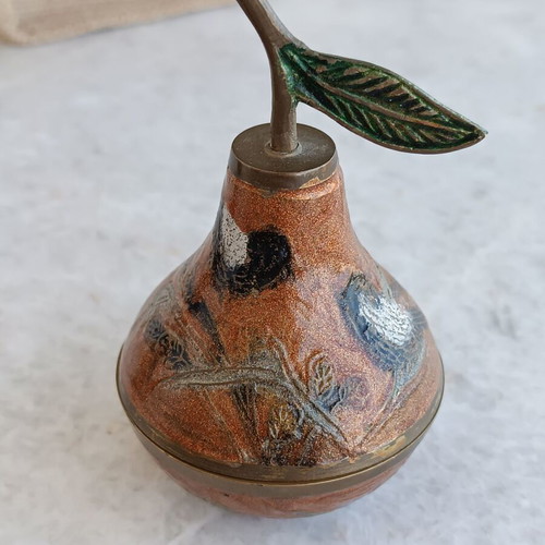 Vintage handmade decorative metal set 80's used, hand-painted
