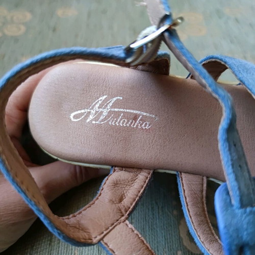 Blue pastel leather sandals like new, size 37