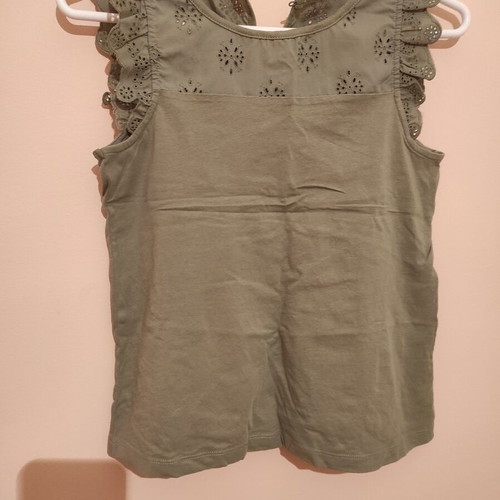 Blouse khaki cotton with perforated design, sizes XS and S