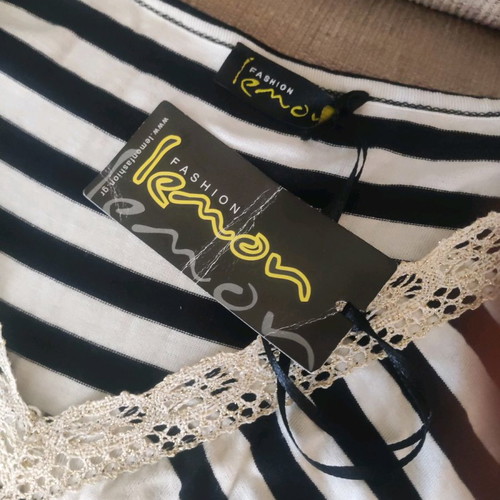 Lemon dress new striped black and white asymmetrical Greek design