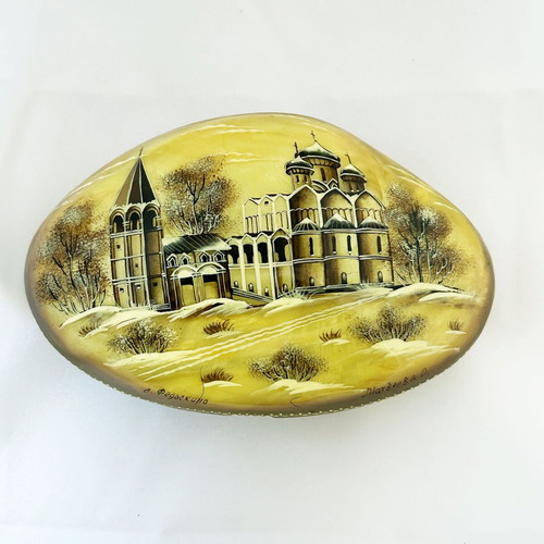 Fedoskino collectible box mother of pearl hand-painted vintage 90s