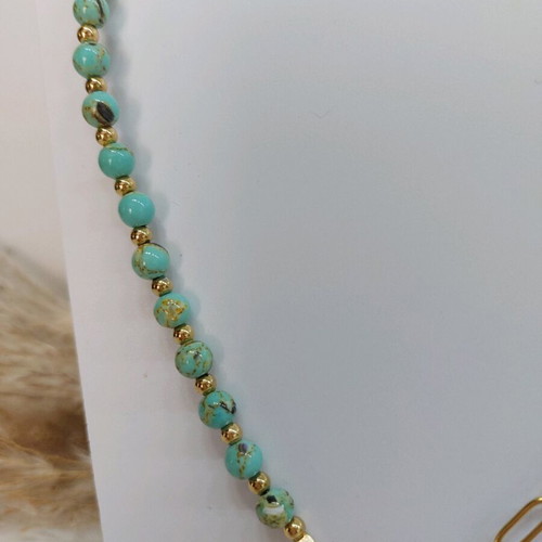 Nephrite semi-precious stone necklace with steel elements new