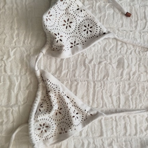 White swimsuit with bronze broderie lining Patrizia Pepe like new, size M