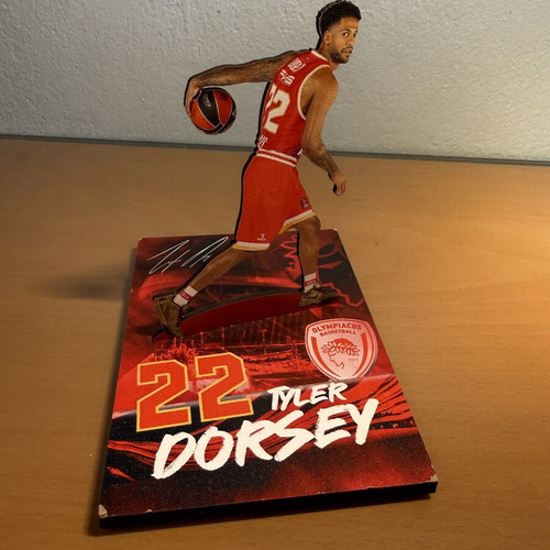 Olympiacos BC 3D Autograph Wooden Stand Tyler Dorsey #22 new, authentic