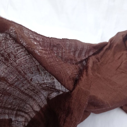 Brown scarf used, thin with fringes