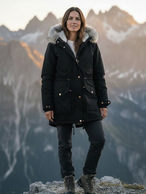 Women's winter parka H&M used, black, size 44