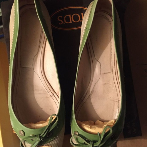 Tod's two-tone ballerina shoes used, leather and fabric, size 40