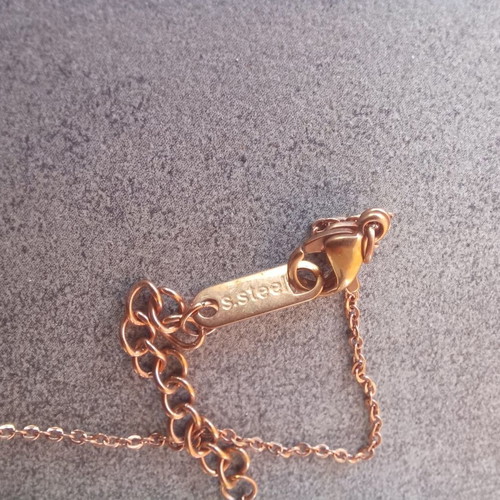 Rose Gold Necklace Stainless Steel with White Stone and Beads like new