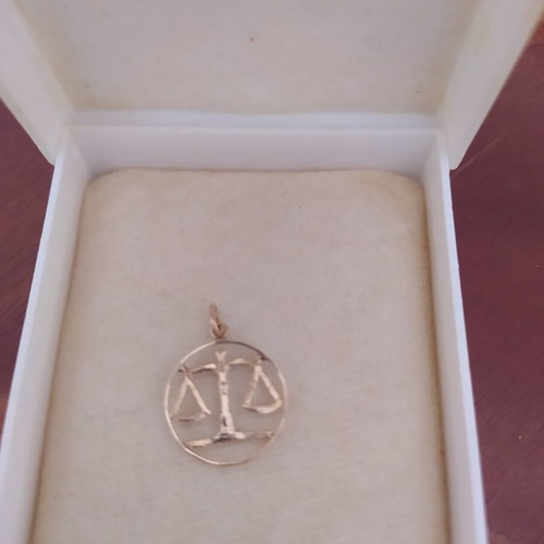Handmade gold Libra zodiac pendant