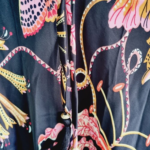 Long skirt new black with pink flowers one size Positano by Jean Paul