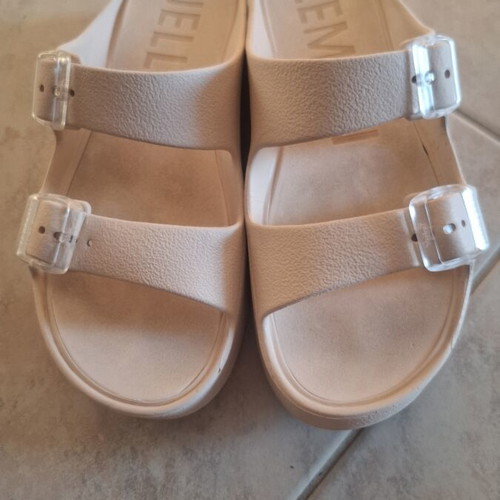 Lemon Jelly Fenix Vegan Platform Sandals used, beige and pink, size 37