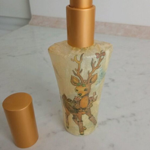 Decoupage Bottle Height 14 cm like new
