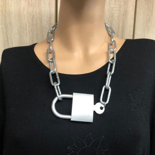 Lock Choker Necklace gothic alternative unisex with key accessory, new