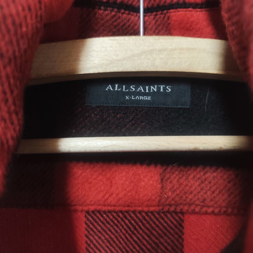 Allsaints Drytown shirt jacket like new, red and black buffalo check wool