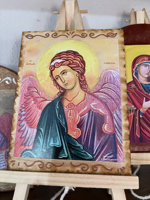 Archangel Gabriel image on wood 13x10cm, new