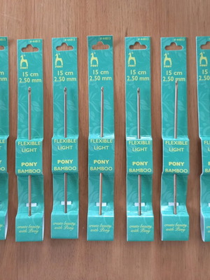 Pony Bamboo Crochet Hooks Set 7 Pieces 2.50mm New