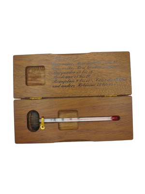Vintage Sommelier Wine Thermometer in Wooden Box from West Germany 1970s