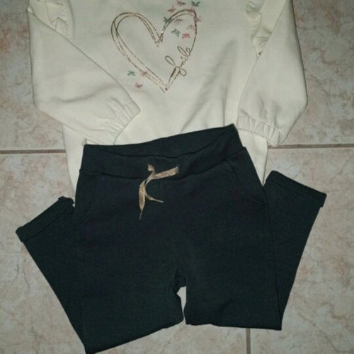 Orchestra white sweatshirt and gray sweatpants set new, size 104 cm, 4 years