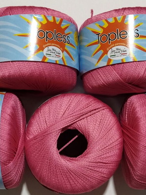 Topless elastic knitting yarn for swimsuits, pack of 5, pink