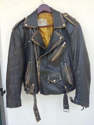 Vintage δερμάτινο biker jacket μεταχειρισμένο με used distressed look