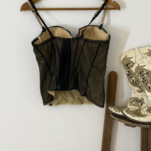 Y2K beige corset with sequins 6IXTY 8IGHT 80B S/M