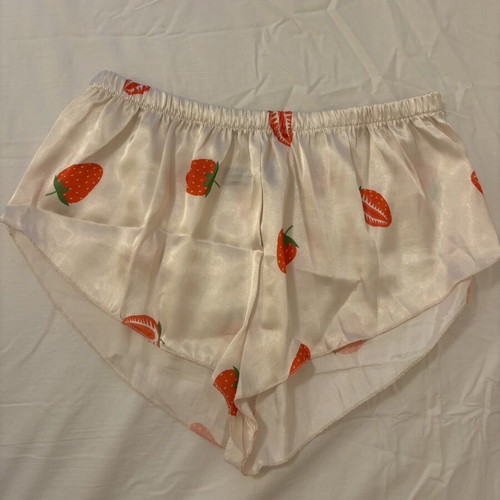 Satin pink pajamas with strawberries new, size S/M