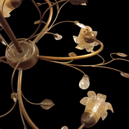 Bronze 5-Light Ceiling Lamp like new with Swarovski crystals