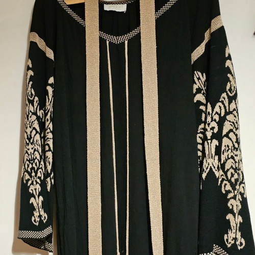 Aggel Knitwear Black Long Dress New With Gold Embroidery