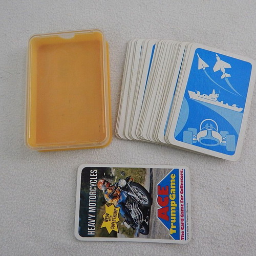 Ace Trump Game card set used, 32 motorcycles from 70s-80s