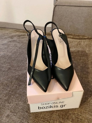 Bozikis black pumps new, size 39, high heels with open heel