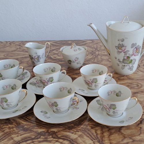 Zeh Scherzer Bavaria Germany tea set new, 1960s collectible porcelain
