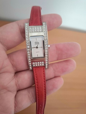 Valido Orologi women's watch with coral leather strap and rhinestones like new