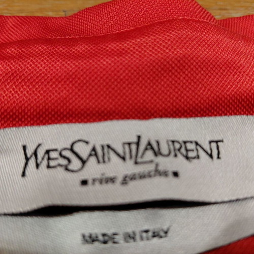 Yves Saint Laurent women's satin shirt size L used, red and orange