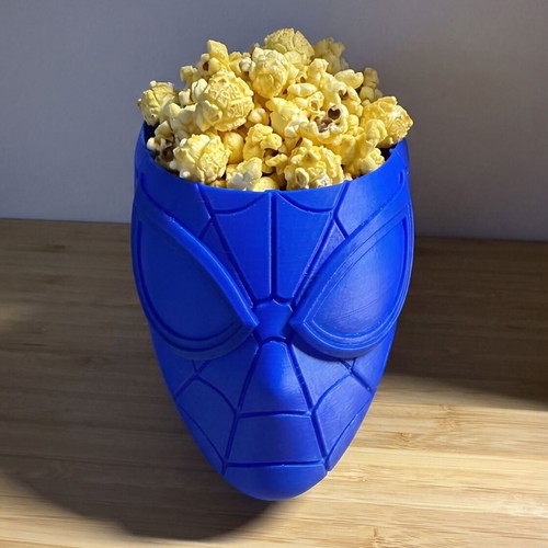 3D Printed Spider-Man Popcorn Bowl Blue new, ideal for movie nights