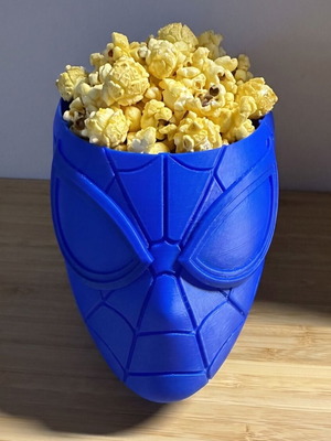 3D Printed Spider-Man Popcorn Bowl Blue new, ideal for movie nights