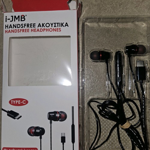 Handsfree Earbuds Black Red Type C with Volume Control new i-JMB