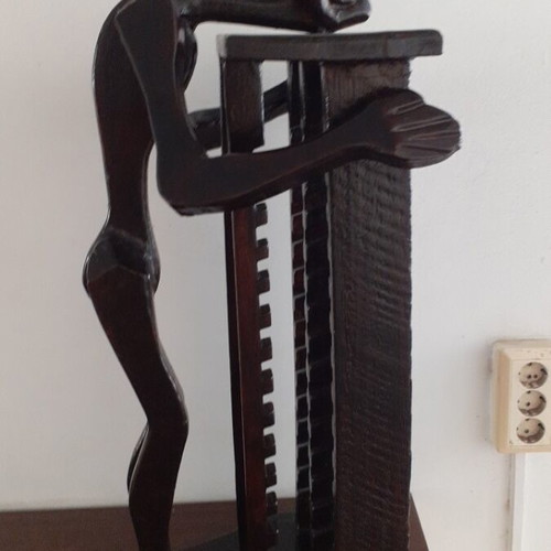 Vintage wooden hand-carved CD and DVD holder like new