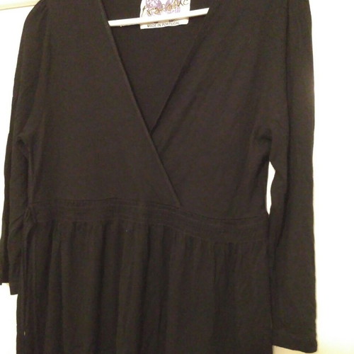 Women's V-neck long blouse used, black, one size