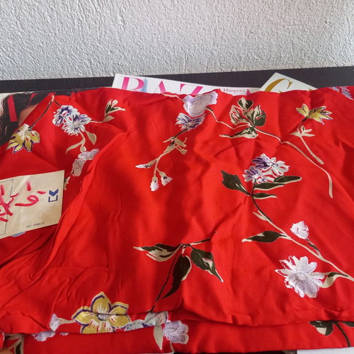 Fabric new, red with fashion patterns