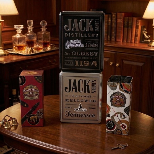 Vintage whiskey packaging set used