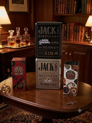 Vintage whiskey packaging set used