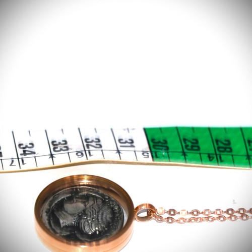 Ancient silver-plated coin pendant - replica - Arethusa, glass case necklace pendant 22K gold-plated