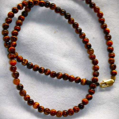 Gold necklace tiger's eye 14K 585 new, Indico jewels