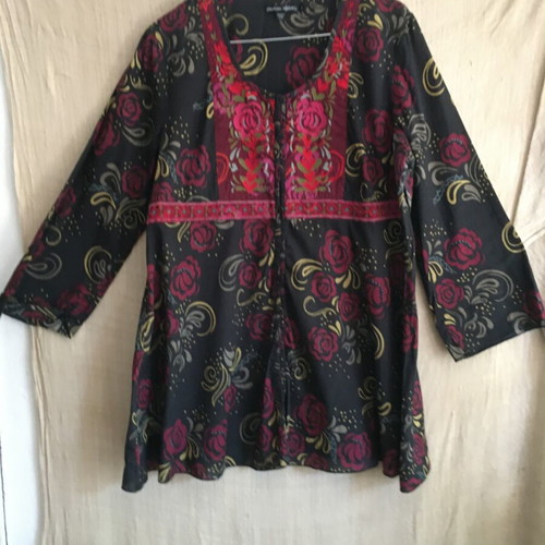 Floral tunic dress, made in India, size L, cotton