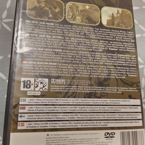 Metal Gear Solid 3 Subsistence PS2 like new with English manual